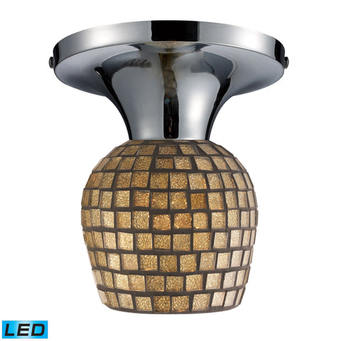 Celina 1 Light LED Semi Flush In Polished Chrome And Gold Leaf Glass