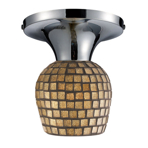 Celina 1 Light Semi Flush In Polished Chrome And Gold Leaf Glass