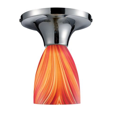 Celina 1 Light Semi Flush In Polished Chrome And Multi Glass