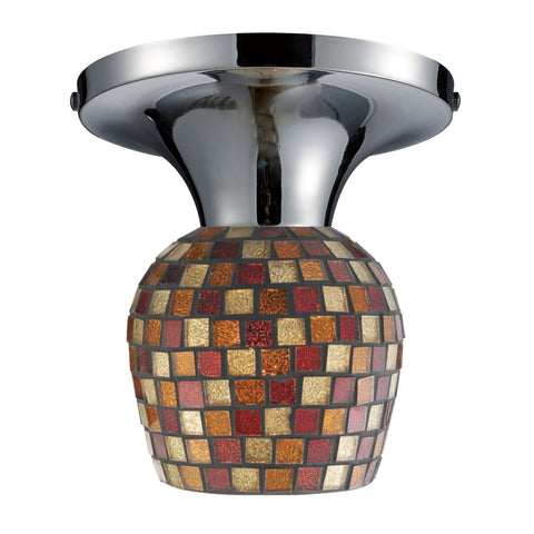 Celina 1 Light Semi Flush In Polished Chrome And Multi Fusion Glass