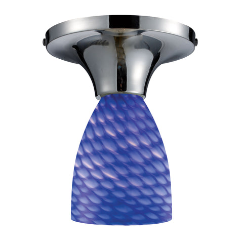 Celina 1 Light Semi Flush In Polished Chrome And Sapphire Glass