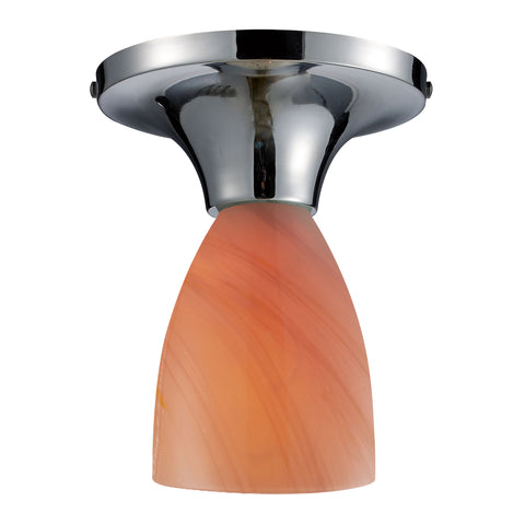 Celina 1 Light Semi Flush In Polished Chrome And Sandy Glass