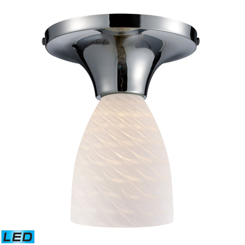 Celina 1 Light LED Semi Flush In Polished Chrome And White Swirl Glass