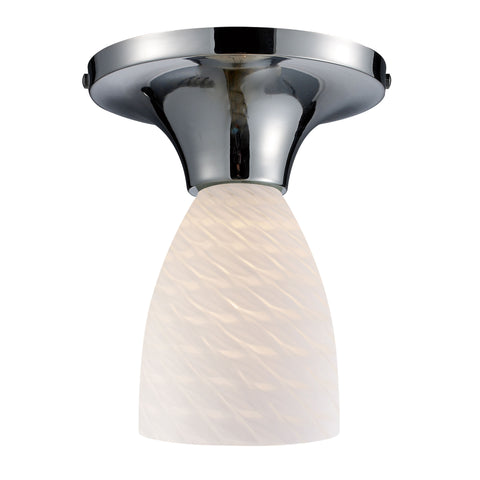 Celina 1 Light Semi Flush In Polished Chrome And White Swirl Glass