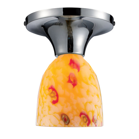 Celina 1 Light Semi Flush In Polished Chrome And Yellow Glass