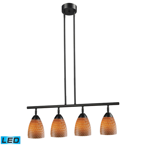 Celina 4 Light LED Island In Dark Rust And Cocoa Glass