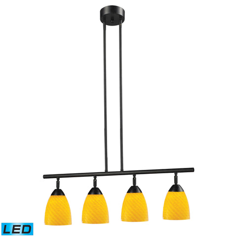 Celina 4 Light LED Island In Dark Rust And Canary Glass