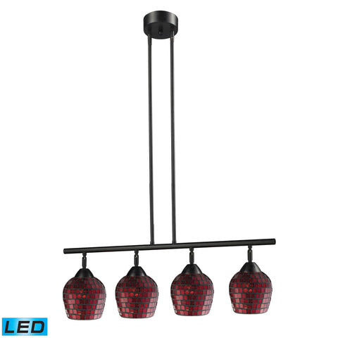 Celina 4 Light LED Island In Dark Rust And Copper Glass