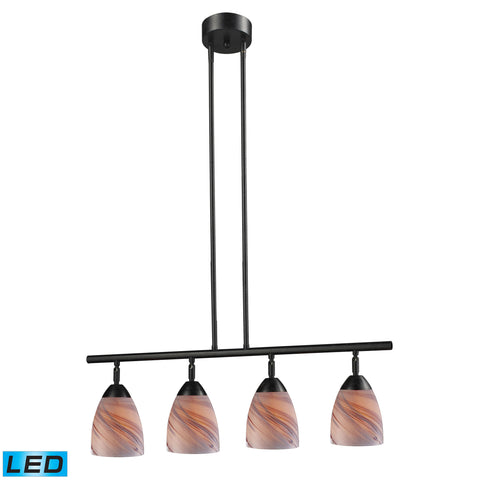 Celina 4 Light LED Island In Dark Rust And Creme Glass