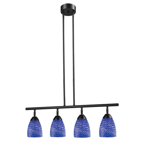 Celina 4 Light Island In Dark Rust And Sapphire Glass