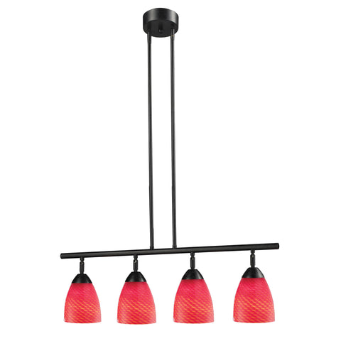 Celina 4 Light Island In Dark Rust And Scarlet Red Glass