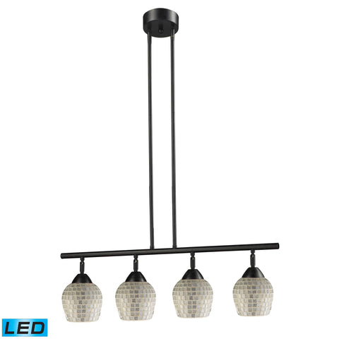 Celina 4 Light LED Island In Dark Rust And Silver Glass