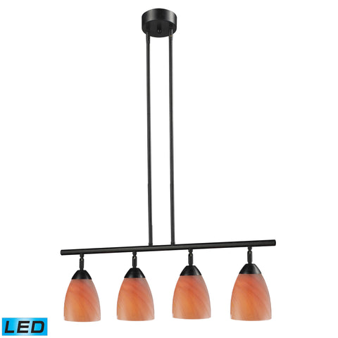 Celina 4 Light LED Island In Dark Rust And Sandy Glass