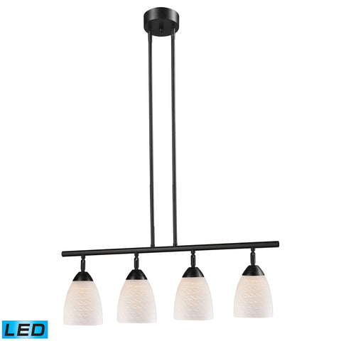 Celina 4 Light LED Island In Dark Rust And White Swirl Glass