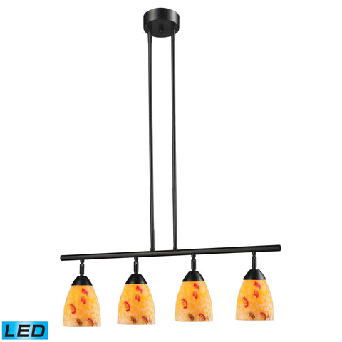 Celina 4 Light LED Island In Dark Rust And Yellow Glass