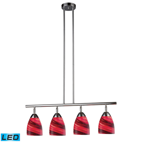 Celina 4 Light LED Island In Polished Chrome And Autumn Glass