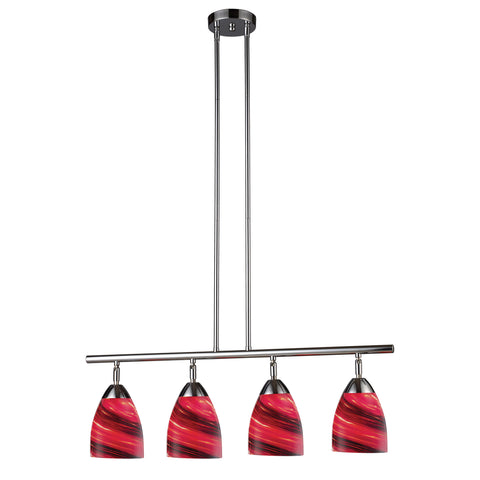Celina 4 Light Island In Polished Chrome And Autumn Glass