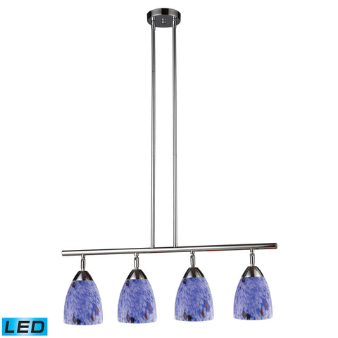 Celina 4 Light LED Island In Polished Chrome And Starburst Blue Glass