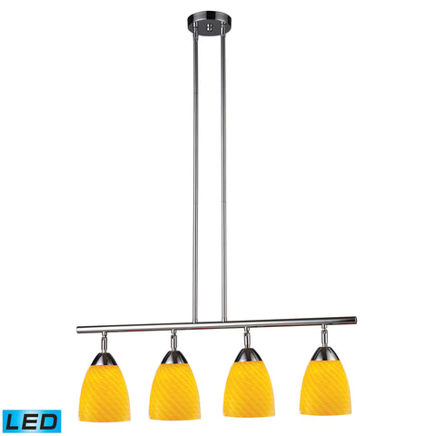 Celina 4 Light LED Island In Polished Chrome And Canary Glass