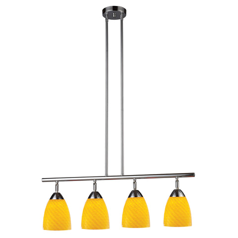 Celina 4 Light Island In Polished Chrome And Canary Glass
