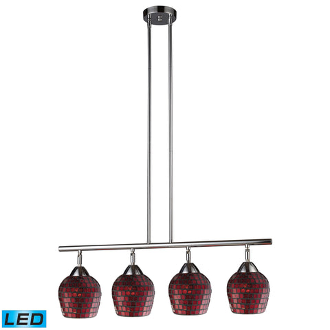 Celina 4 Light LED Island In Polished Chrome And Copper Glass