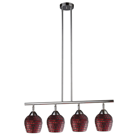 Celina 4 Light Island In Polished Chrome And Copper Glass