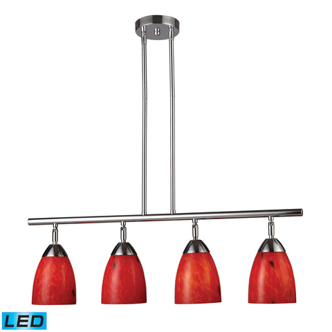 Celina 4 Light LED Island In Polished Chrome And Fire Red