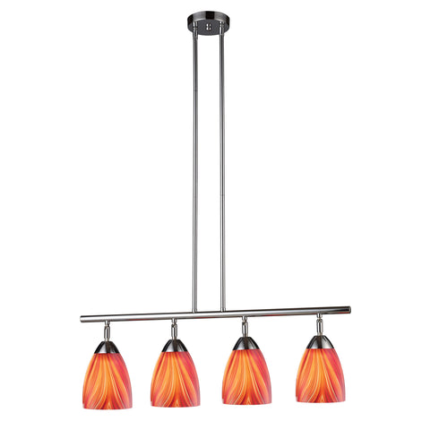 Celina 4 Light Island In Polished Chrome And Multi Glass