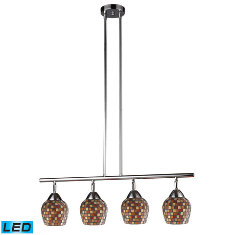 Celina 4 Light LED Island In Polished Chrome And Multi Fusion Glass