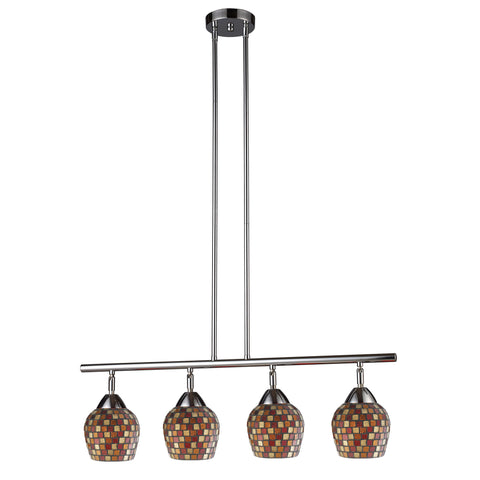 Celina 4 Light Island In Polished Chrome And Multi Fusion Glass