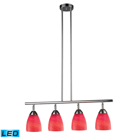 Celina 4 Light LED Island In Polished Chrome And Scarlet Red Glass