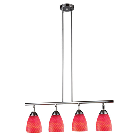Celina 4 Light Island In Polished Chrome And Scarlet Red Glass
