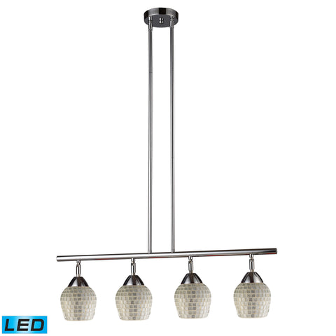 Celina 4 Light LED Island In Polished Chrome And Silver Glass