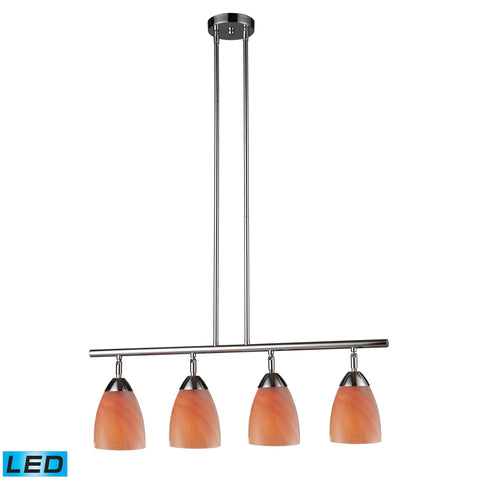 Celina 4 Light LED Island In Polished Chrome And Sandy Glass