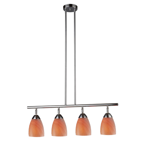 Celina 4 Light Island In Polished Chrome And Sandy Glass