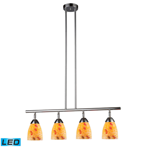 Celina 4 Light LED Island In Polished Chrome And Yellow Glass