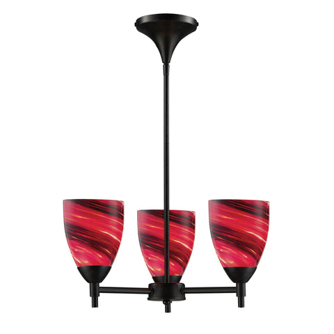 Celina 3 Light Chandelier In Dark Rust And Autumn Glass