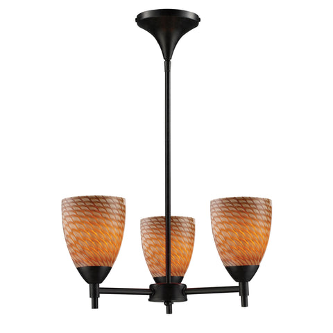 Celina 3 Light Chandelier In Dark Rust And Cocoa Glass