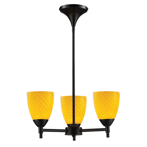 Celina 3 Light Chandelier In Dark Rust And Canary Glass