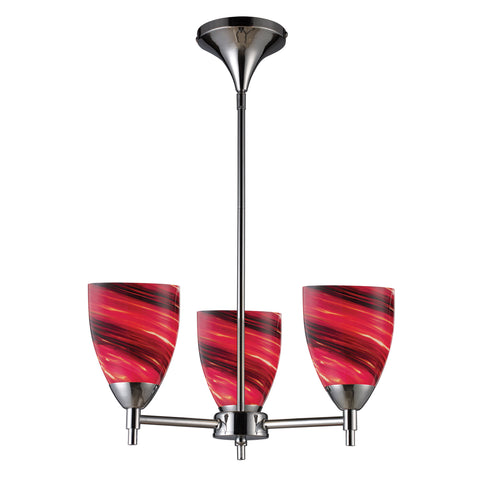 Celina 3 Light Chandelier In Polished Chrome And Autumn Glass