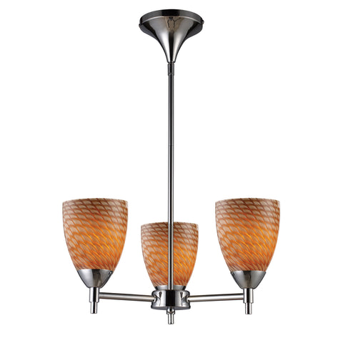 Celina 3 Light Chandelier In Polished Chrome And Cocoa Glass