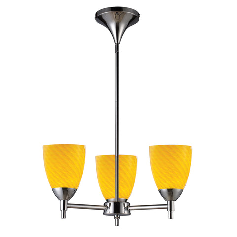 Celina 3 Light Chandelier In Polished Chrome And Canary Glass