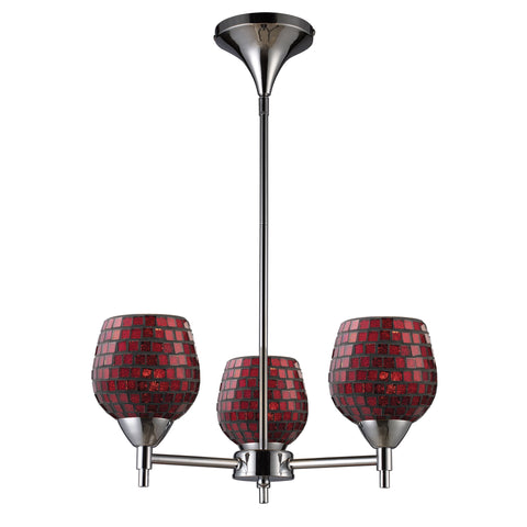 Celina 3 Light Chandelier In Polished Chrome And Copper Glass
