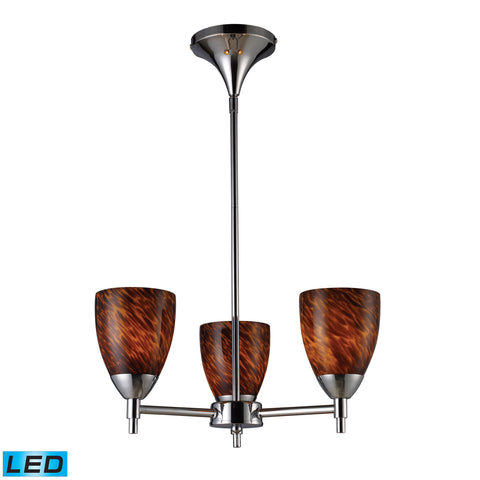 Celina 3 Light LED Chandelier In Polished Chrome And Espresso