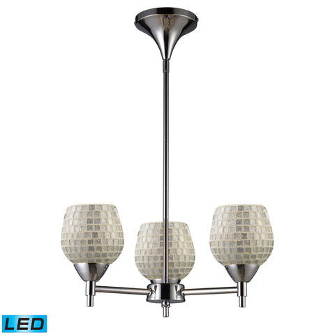 Celina 3 Light LED Chandelier In Polished Chrome And Silver Glass
