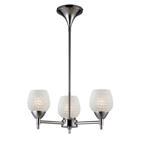 Celina 3 Light Chandelier In Polished Chrome And White
