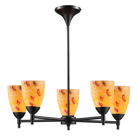 Celina 5 Light Chandelier In Dark Rust And Yellow Glass