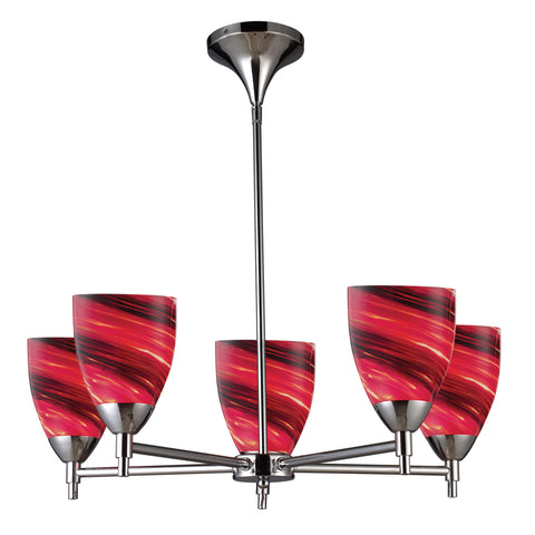 Celina 5 Light Chandelier In Polished Chrome And Autumn Glass