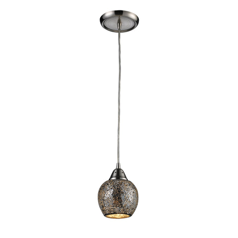 Fission 1 Light Pendant In Satin Nickel And Silver Glass