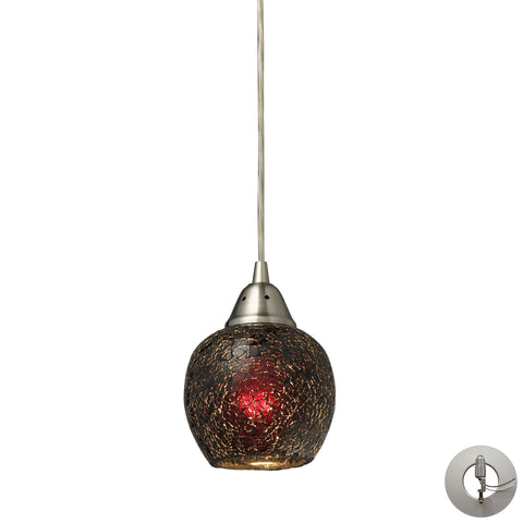 Fission 1 Light Pendant In Satin Nickel And Wine Glass - Includes Recessed Lighting Kit